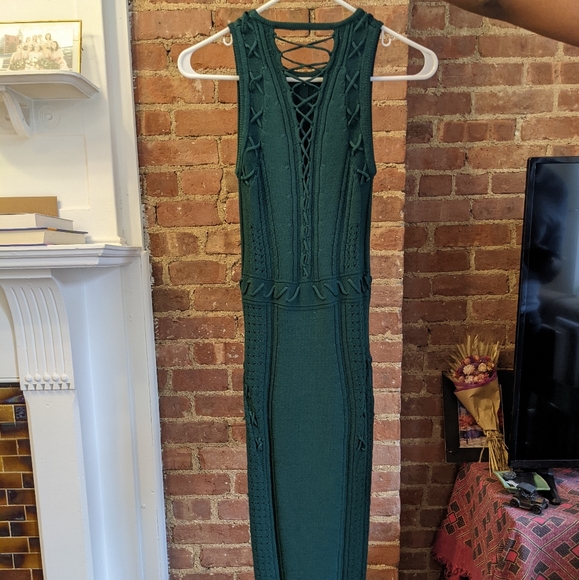 Ronny Kobo Collection Dresses & Skirts - Ronny Kobo Emerald Lace Up Body Con Dress XS